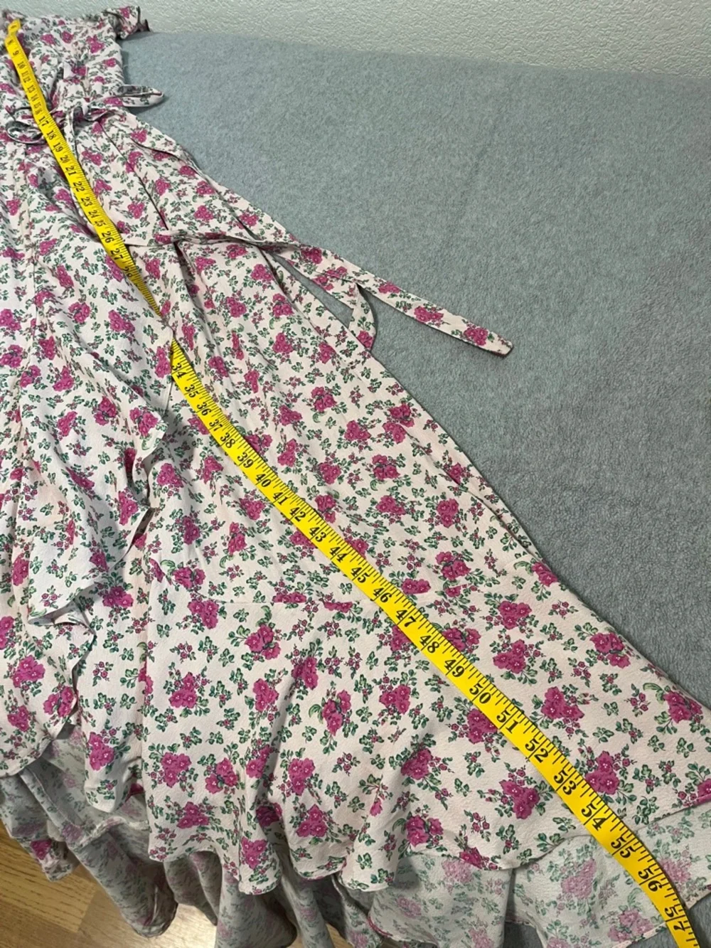 Bluivy Floral Wrap Maxi Dress Medium Ruffle Pink Romantic Feminine Cottage - Picture 6 of 10
